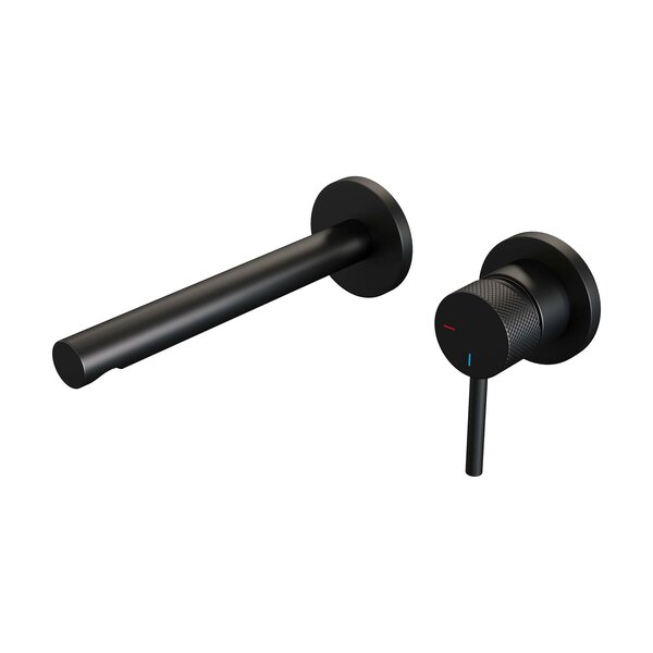 Brauer Brauer Black Carving Inbouw Wastafelmengkraan met Rechte Uitloop & Rozetten - Model A1 - Geribbeld Hendel Rechts - Mat Zwart