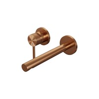 Brauer Brauer Copper Carving Inbouw Wastafelmengkraan met Rechte Uitloop & Rozetten - Model A1 - Geribbeld Hendel Links - PVD - PVD - Geborsteld Koper