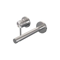 Brauer Brauer Brushed Carving Inbouw Wastafelmengkraan met Rechte Uitloop & Rozetten - Model A1 - Geribbeld Hendel Links - PVD - PVD - Geborsteld RVS
