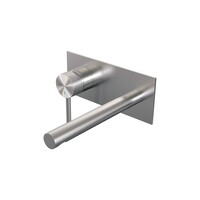 Brauer Brauer Brushed Carving Inbouw Wastafelmengkraan met Rechte Uitloop & Afdekplaat - Model A1 - Geribbeld Hendel Links - PVD - PVD - Geborsteld RVS