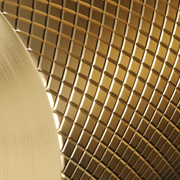 Brauer Brauer Gold Carving Inbouw Wastafelmengkraan met Rechte Uitloop & Afdekplaat - Model A1 - Geribbeld Hendel Links - PVD - PVD - Geborsteld Goud