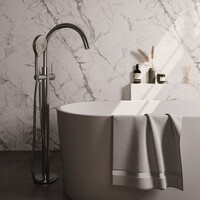 Brauer Brauer Brushed Carving Vrijstaande Badkraan met 3-Standen Handdouche & Doucheslang - Set 2 - Geribbeld Hendel - PVD - PVD - Geborsteld RVS