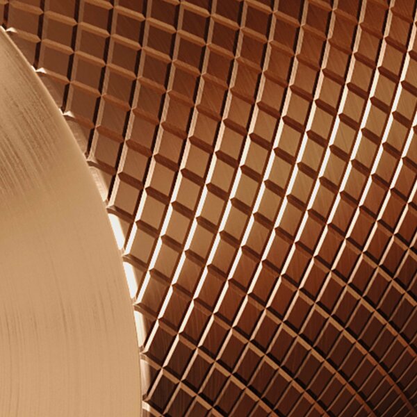 Brauer Brauer Copper Carving Thermostatische Opbouw Badkraan met Omstel, Glijstang, Staafhanddouche & Doucheslang - Set 1 - Geribbeld Draaiknoppen - PVD - Geborsteld Koper