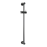 Brauer Brauer Gunmetal Carving Thermostatische Opbouw Badkraan met Omstel, Glijstang, 3-Standen Handdouche & Doucheslang - Set 2 - Geribbeld Draaiknoppen - PVD - Geborsteld Gunmetal