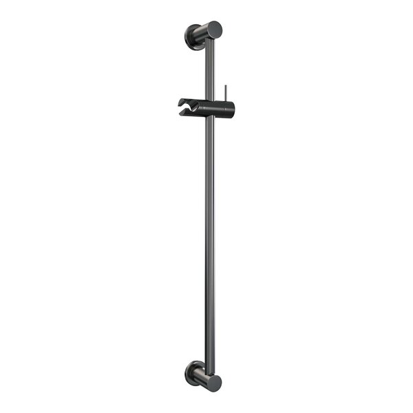 Brauer Brauer Gunmetal Carving Thermostatische Opbouw Badkraan met Omstel, Glijstang, 3-Standen Handdouche & Doucheslang - Set 2 - Geribbeld Draaiknoppen - PVD - Geborsteld Gunmetal