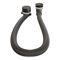 Brauer Brauer Black Carving Thermostatische Inbouw Badkraan met Omstel, Badvulcombinatie, Drukknoppen, Wandhouder met Wateruitlaat, Staafhanddouche & Doucheslang - Set 3 - Geribbeld Draaiknoppen - Mat Zwart