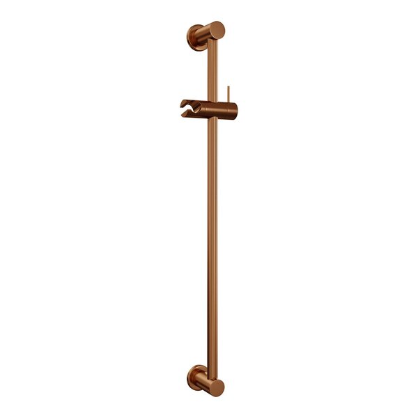Brauer Brauer Copper Carving Doucheset: Thermostatische Opbouwkraan met Glijstang, Staafhanddouche & Doucheslang - Set 1 - Geribbeld Draaiknoppen - PVD - Geborsteld Koper