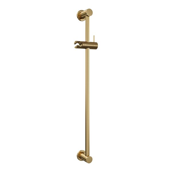 Brauer Brauer Gold Carving Doucheset: Thermostatische Opbouwkraan met Glijstang, Staafhanddouche & Doucheslang - Set 2 - Geribbeld Draaiknoppen - PVD - Geborsteld Goud