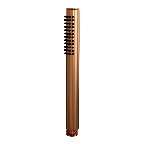 Brauer Brauer Copper Carving Regendoucheset: Thermostatische Inbouwkraan met Stopkranen, Rechte Wandarm, Douchekop 30cm, Wandhouder met Wateruitlaat, Staafhanddouche & Doucheslang - Set 2 - Geribbeld Draaiknoppen - PVD - Geborsteld Koper
