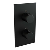Brauer Brauer Black Carving Regendoucheset: Thermostatische Inbouwkraan met 3-Weg Omstel, Plafondarm, Douchekop 30cm, Wandhouder met Wateruitlaat, Staafhanddouche & Doucheslang - Set 30 - Geribbeld Draaiknoppen - Mat Zwart