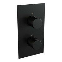 Brauer Brauer Black Carving Regendoucheset: Thermostatische Inbouwkraan met 3-Weg Omstel, Rechte Wandarm, Douchekop 30cm, Glijstang met Wateruitlaat, Staafhanddouche & Doucheslang - Set 38 - Geribbeld Draaiknoppen - Mat Zwart