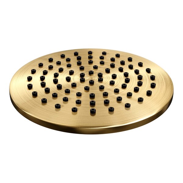 Brauer Brauer Gold Carving Regendoucheset: Thermostatische Inbouwkraan met 3-Weg Omstel, Gebogen Wandarm, Douchekop 20cm, Glijstang met Wateruitlaat, Staafhanddouche & Doucheslang - Set 39 - Geribbeld Draaiknoppen - PVD - Geborsteld Goud
