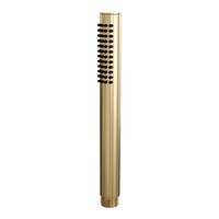 Brauer Brauer Gold Carving Regendoucheset: Thermostatische Inbouwkraan met 3-Weg Omstel, Gebogen Wandarm, Douchekop 20cm, Glijstang met Wateruitlaat, Staafhanddouche & Doucheslang - Set 39 - Geribbeld Draaiknoppen - PVD - Geborsteld Goud