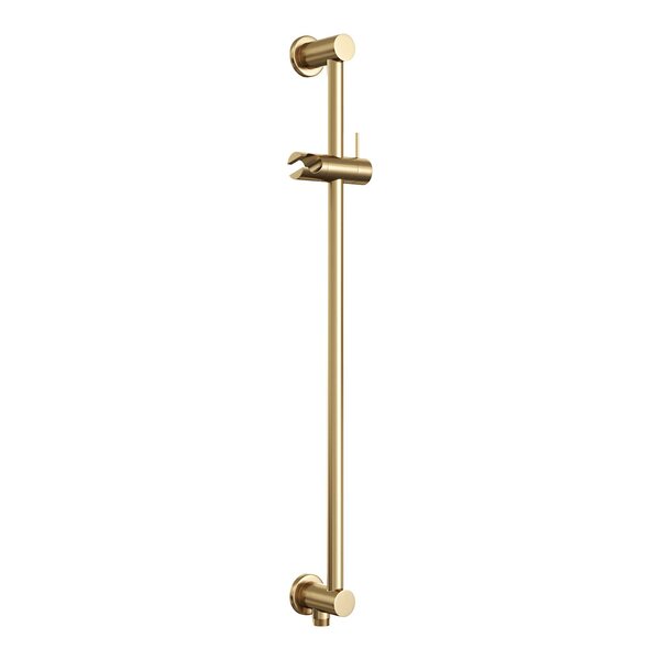 Brauer Brauer Gold Carving Regendoucheset: Thermostatische Inbouwkraan met 3-Weg Omstel, Plafondarm, Douchekop 30cm, Glijstang met Wateruitlaat, 3-Standen Handdouche & Doucheslang - Set 48 - Geribbeld Draaiknoppen - PVD - Geborsteld Goud