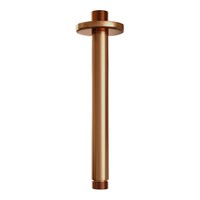 Brauer Brauer Copper Carving Regendoucheset: Thermostatische Inbouwkraan met Drukknoppen, Plafondarm, Douchekop 30cm, Wandhouder met Wateruitlaat, Staafhanddouche & Doucheslang - Set 54 - Geribbeld Draaiknoppen - PVD - Geborsteld Koper
