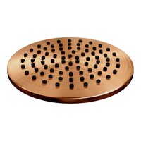 Brauer Brauer Copper Carving Regendoucheset: Thermostatische Inbouwkraan met Drukknoppen, Rechte Wandarm, Douchekop 20cm, Wandhouder met Wateruitlaat, 3-Standen Handdouche & Doucheslang - Set 55 - Geribbeld Draaiknoppen - PVD - Geborsteld Koper