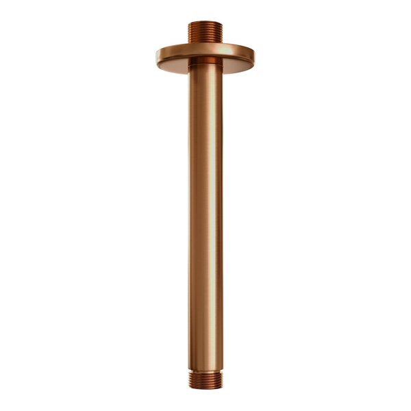Brauer Brauer Copper Carving Regendoucheset: Thermostatische Inbouwkraan met Drukknoppen, Plafondarm, Douchekop 30cm, Glijstang met Wateruitlaat, 3-Standen Handdouche & Doucheslang - Set 72 - Geribbeld Draaiknoppen - PVD - Geborsteld Koper