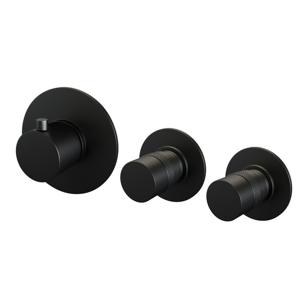Brauer Brauer Black Edition Inbouw Thermostaat met Stopkranen - Draaiknoppen - Mat Zwart