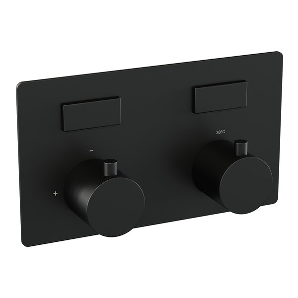 Brauer Brauer Black Edition Thermostatisch Inbouwkraan met 2-Weg Omstel - 2 Drukknoppen & 2 Draaiknoppen - Mat Zwart