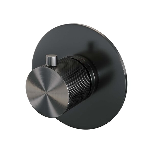 Brauer Brauer Gunmetal Carving Inbouw Thermostaat - Geribbeld Draaiknop - PVD - Geborsteld Gunmetal