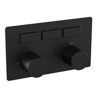 Brauer Brauer Black Carving Thermostatisch Inbouwkraan met 3-Weg Omstel - 3 Drukknoppen & 2 Geribbeld Draaiknoppen - Mat Zwart