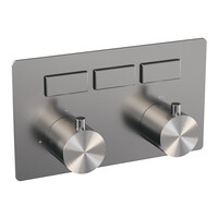 Brauer Brauer Brushed Edition Thermostatisch Inbouwkraan met 3-Weg Omstel - 3 Drukknoppen & 2 Geribbeld Draaiknoppen - PVD - Geborsteld RVS
