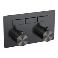 Brauer Brauer Gunmetal Edition Thermostatisch Inbouwkraan met 3-Weg Omstel - 3 Drukknoppen & 2 Geribbeld Draaiknoppen - PVD - Geborsteld Gunmetal
