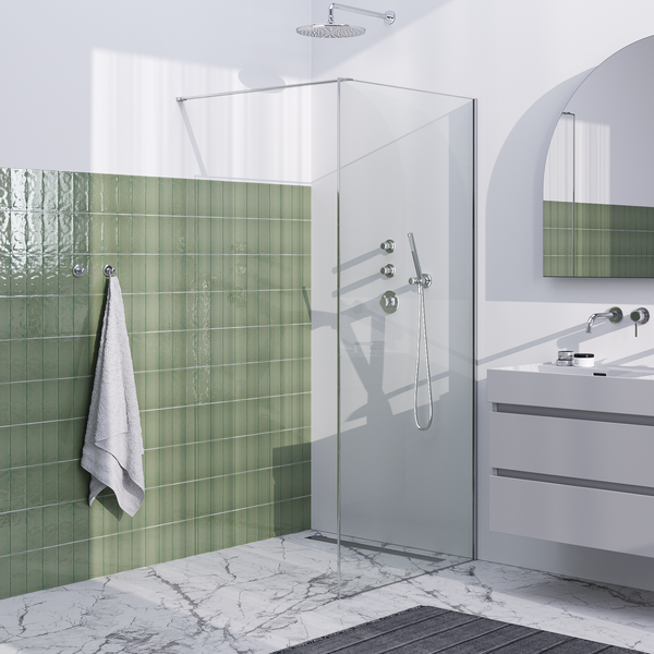 Brauer Brauer Chrome Frame - Inloopdouche - 8mm Helder Glaswand met Frame - 90x200cm - Muurprofiel & Stabilisatiestang - Chroom