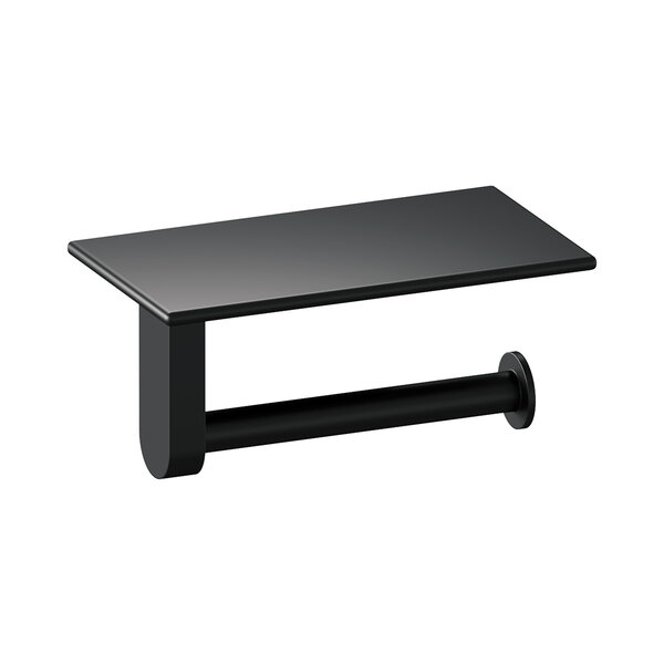 Brauer Brauer Black Edition Toiletrolhouder met Planchet - Mat Zwart