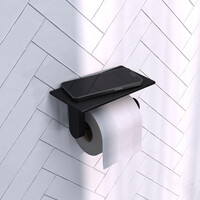 Brauer Brauer Black Edition Toiletrolhouder met Planchet - Mat Zwart