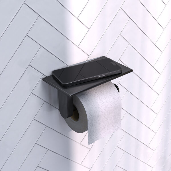 Brauer Brauer Gunmetal Edition Toiletrolhouder met Planchet - PVD - Geborsteld Gunmetal