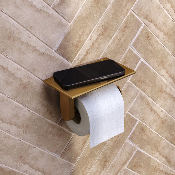 Brauer Brauer Gold Edition Toiletrolhouder met Planchet - PVD - Geborsteld Goud