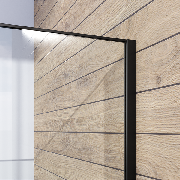 Brauer Brauer Black Frame - Inloopdouche - 8mm Helder Glaswand met Frame - 90x200cm - Muurprofiel & Stabilisatiestang - Mat Zwart