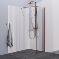 Brauer Brauer Copper Season Inloopdouche - 8mm Helder Glaswand - 70x200cm - Muurprofiel & Stabilisatiestang - Geborsteld Koper
