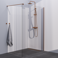 Brauer Brauer Copper Season Inloopdouche - 8mm Helder Glaswand - 140x200cm - Muurprofiel & Stabilisatiestang - Geborsteld Koper