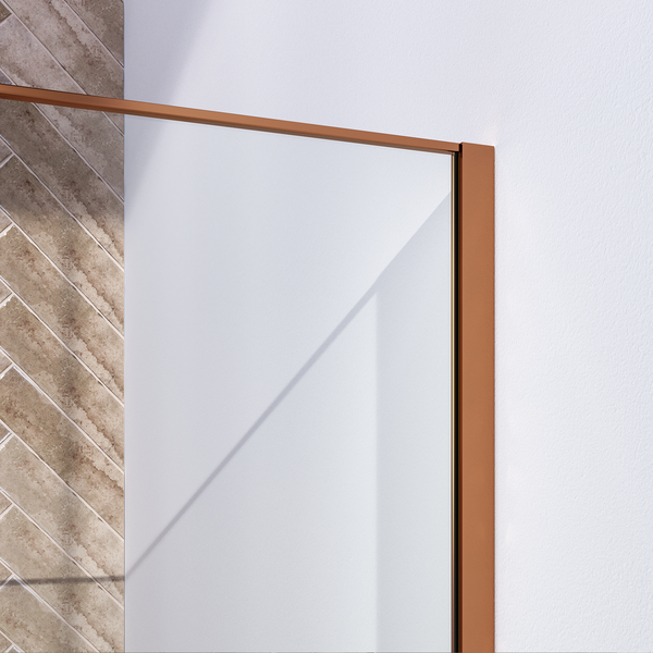 Brauer Brauer Copper Frame - Inloopdouche - 8mm Helder Glaswand met Frame - 100x200cm - Muurprofiel & Stabilisatiestang - Geborsteld Koper