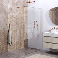 Brauer Brauer Copper Frame - Inloopdouche - 8mm Helder Glaswand met Frame - 120x200cm - Muurprofiel & Stabilisatiestang - Geborsteld Koper