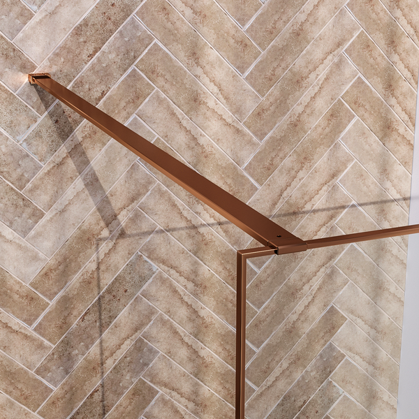 Brauer Brauer Copper Frame - Inloopdouche - 8mm Helder Glaswand met Frame - 120x200cm - Muurprofiel & Stabilisatiestang - Geborsteld Koper