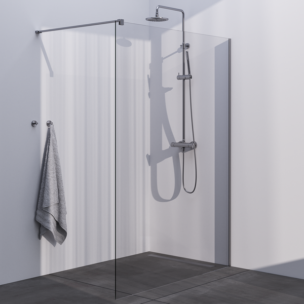 Brauer Brauer Brushed Season Inloopdouche - 8mm Helder Glaswand - 140x200cm - Muurprofiel & Stabilisatiestang - Geborsteld RVS