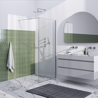 Brauer Brauer Brushed Frame - Inloopdouche - 8mm Helder Glaswand met Frame - 90x200cm - Muurprofiel & Stabilisatiestang - Geborsteld RVS