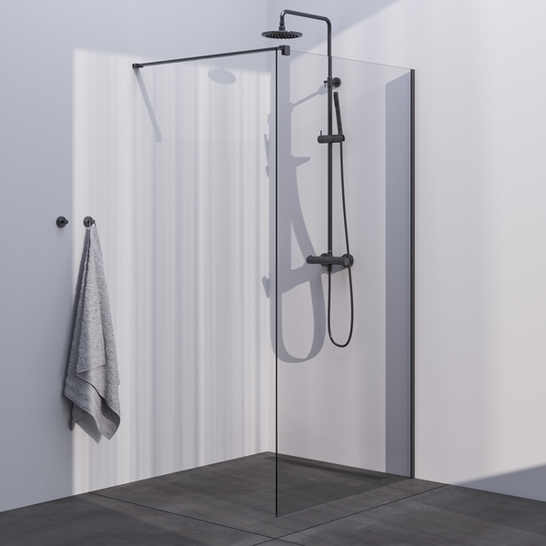 Brauer Brauer Gunmetal Season Inloopdouche - 8mm Helder Glaswand - 100x200cm - Muurprofiel & Stabilisatiestang - Geborsteld Gunmetal