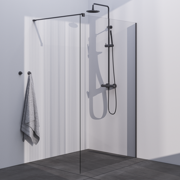 Brauer Brauer Gunmetal Season Inloopdouche - 8mm Helder Glaswand - 130x200cm - Muurprofiel & Stabilisatiestang - Geborsteld Gunmetal