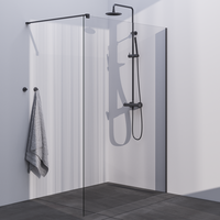 Brauer Brauer Gunmetal Season Inloopdouche - 8mm Helder Glaswand - 140x200cm - Muurprofiel & Stabilisatiestang - Geborsteld Gunmetal
