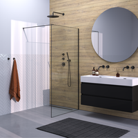 Brauer Brauer Gunmetal Frame - Inloopdouche - 8mm Helder Glaswand met Frame - 100x200cm - Muurprofiel & Stabilisatiestang - Geborsteld Gunmetal