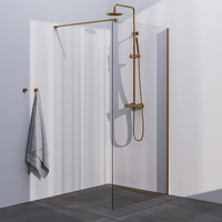 Brauer Brauer Gold Season Inloopdouche - 8mm Helder Glaswand - 110x200cm - Muurprofiel & Stabilisatiestang - Geborsteld Goud