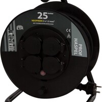 Q-Link Q-Link Kabelhaspel Prof met Randaarde - Spatwaterdicht (IP44) - 3x1,5mm - 25mtr - Zwart