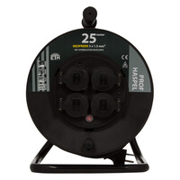 Q-Link Q-Link Kabelhaspel Prof met Randaarde - Spatwaterdicht (IP44) - 3x1,5mm - 25mtr - Zwart