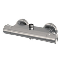 Brauer Brauer Brushed Editon Regendoucheset: Thermostatische Opbouwkraan met Omstel, Stijgbuis, Douchekop 20cm, 3-Standen Handdouche & Doucheslang - Set 2 - Draaiknoppen - PVD - Geborsteld RVS