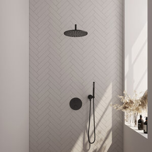 Brauer Edition Thermostatische Inbouw Regendoucheset met 3-Weg Omstel - 30cm - Mat Zwart