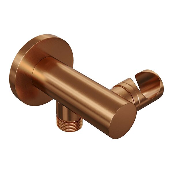 Brauer Brauer Copper Edition Regendoucheset: Thermostatische Inbouwkraan met 3-Weg Omstel, Rechte Wandarm, Douchekop Ø20cm, Wandaansluitbocht, Staafhanddouche & Doucheslang - Set 73 - Draaiknoppen - Geborsteld Koper